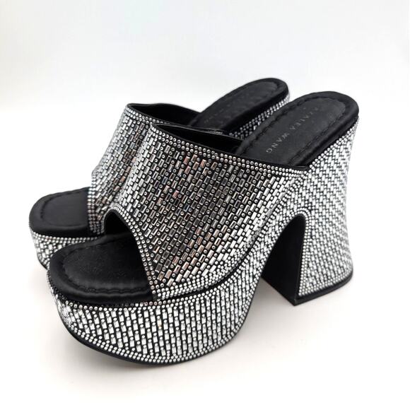 Azalea Wang Ninja Rhinestone Platform Sandal Women's Silver Size US7 EU37.5 - Picture 1 of 12